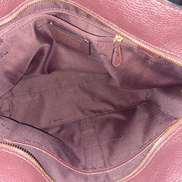 Coach Brown Leather Tote Bag with Gold Chain Handles - Picture 5 of 9